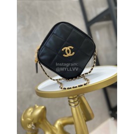 Chanel Vintage Sheepskin Square Chain Crossbody Bag Black