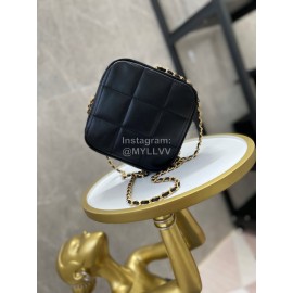 Chanel Vintage Sheepskin Square Chain Crossbody Bag Black