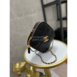 Chanel Vintage Sheepskin Square Chain Crossbody Bag Black