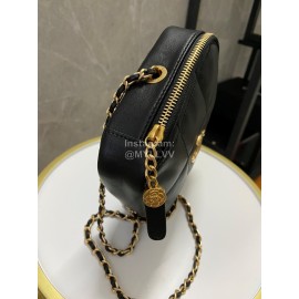 Chanel Vintage Sheepskin Square Chain Crossbody Bag Black