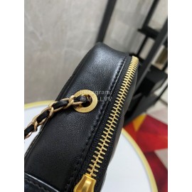 Chanel Vintage Sheepskin Square Chain Crossbody Bag Black