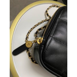 Chanel Vintage Sheepskin Square Chain Crossbody Bag Black