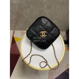 Chanel Vintage Sheepskin Square Chain Crossbody Bag Black
