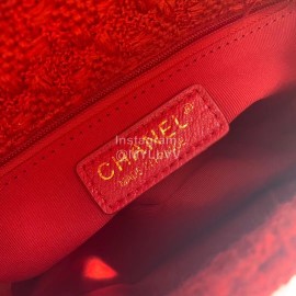 Chanel Woolen Knitting Chain Crossbody Flap Bag Red As0974