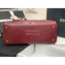 Chanel Calf Large Chain Crossbody Travelling Bag Wine Red As8396