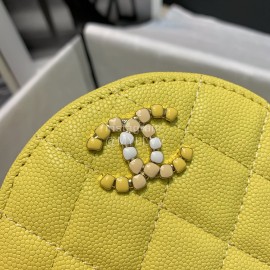 Chanel Calf Chain Crossbody Round Bag Yellow