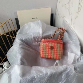 Chanel Weave Chain Crossbody Cosmetic Bag Orange Ap1999