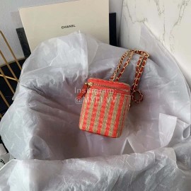 Chanel Weave Chain Crossbody Cosmetic Bag Orange Ap1999