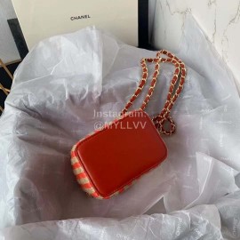Chanel Weave Chain Crossbody Cosmetic Bag Orange Ap1999
