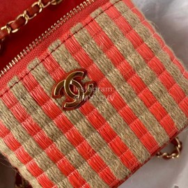Chanel Weave Chain Crossbody Cosmetic Bag Orange Ap1999