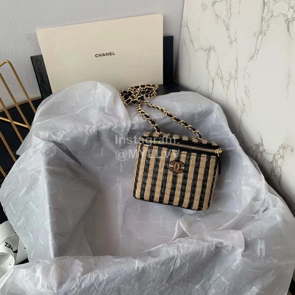 Chanel Weave Chain Crossbody Cosmetic Bag Black Ap1999