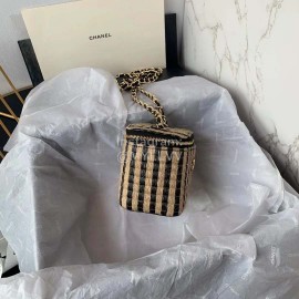 Chanel Weave Chain Crossbody Cosmetic Bag Black Ap1999