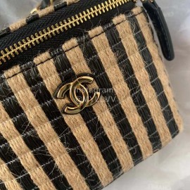 Chanel Weave Chain Crossbody Cosmetic Bag Black Ap1999