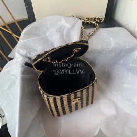 Chanel Weave Chain Crossbody Cosmetic Bag Black Ap1999