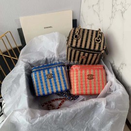 Chanel Weave Chain Crossbody Cosmetic Bag Black Ap1999