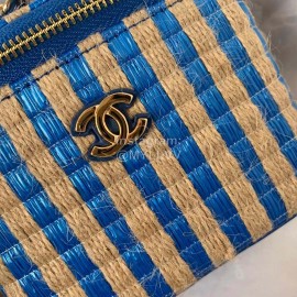 Chanel Weave Chain Crossbody Cosmetic Bag Blue Ap1999