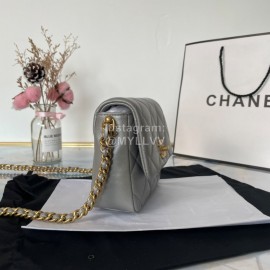 Chanel Winter Leather Chain Flap Bag For Women Gray As2733