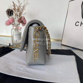 Chanel Winter Leather Chain Flap Bag For Women Gray As2733