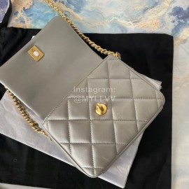 Chanel Winter Leather Chain Flap Bag For Women Gray As2733