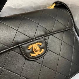 Chanel Black Sheepskin Shoulder Flap Bag For Women As2455