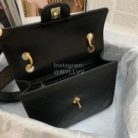 Chanel Black Sheepskin Shoulder Flap Bag For Women As2455