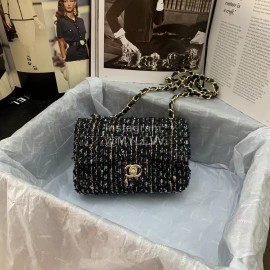 Chanel Woolen Chain Crossbody Flap Bag For Women Black