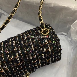 Chanel Woolen Chain Crossbody Flap Bag For Women Black