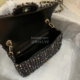 Chanel Woolen Chain Crossbody Flap Bag For Women Black