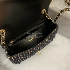 Chanel Woolen Chain Crossbody Flap Bag For Women Black