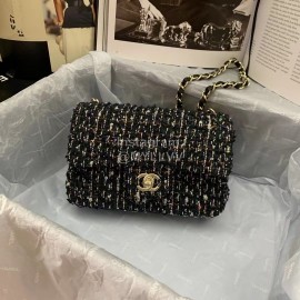 Chanel Woolen Chain Crossbody Flap Bag For Women Black
