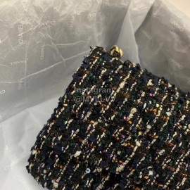 Chanel Woolen Chain Crossbody Flap Bag For Women Black