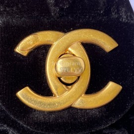 Chanel Winter Velvet Chain Crossbody Flap Bag For Women Black As2619