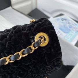 Chanel Winter Velvet Chain Crossbody Flap Bag For Women Black As2619