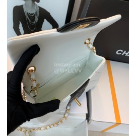 Chanel Winter Leather Chain Crossbody Flap Bag For Women White