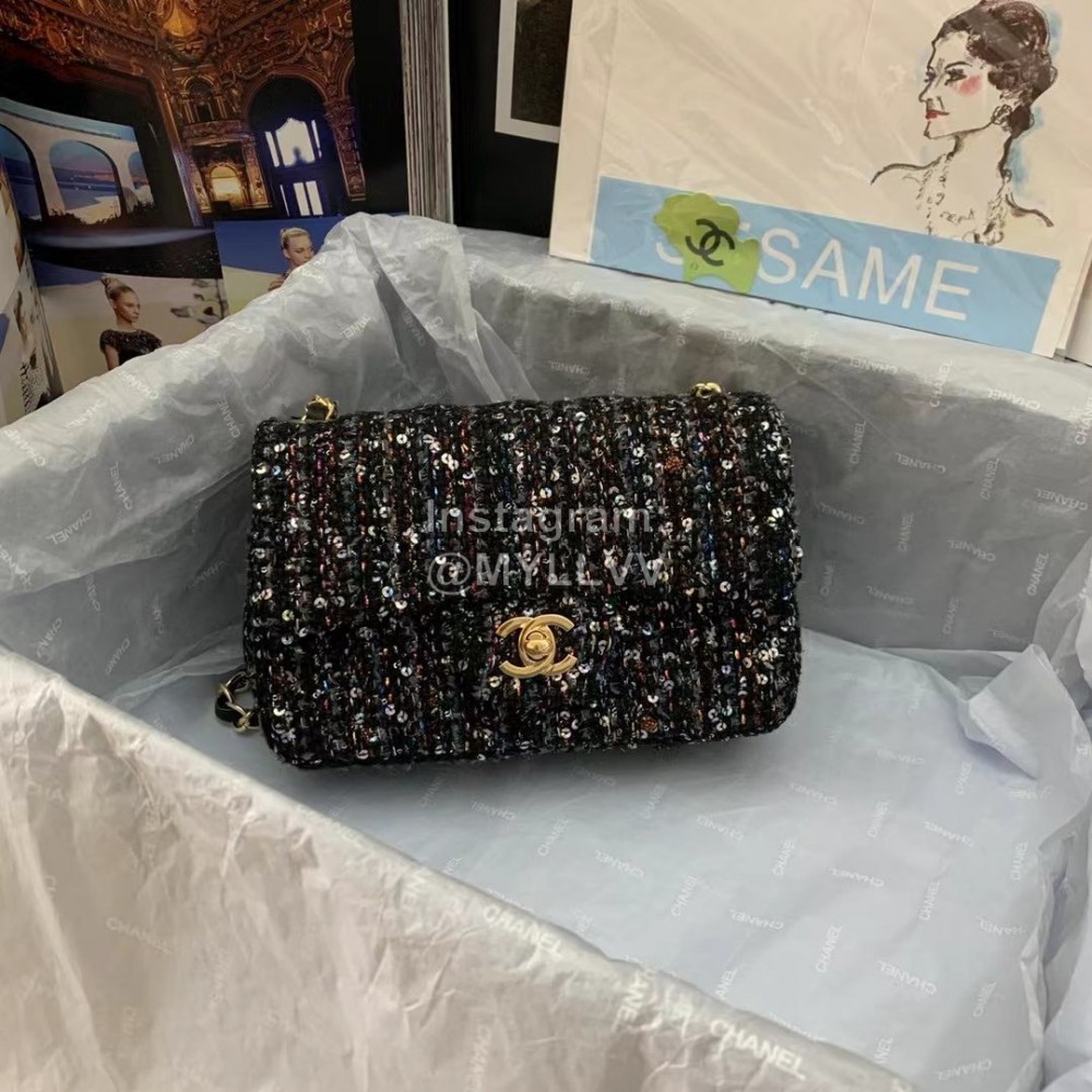 Chanel Woolen Chain Crossbody Flap Bag For Women