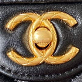 Chanel Vintage Sheepskin Chain Crossbody Flap Bag Black As2693