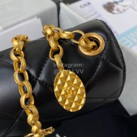 Chanel Vintage Sheepskin Chain Crossbody Flap Bag Black As2693
