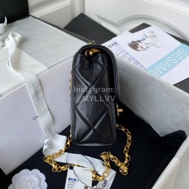 Chanel Vintage Sheepskin Chain Crossbody Flap Bag Black As2693