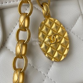 Chanel Vintage Sheepskin Chain Crossbody Flap Bag White As2693