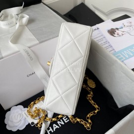 Chanel Vintage Sheepskin Chain Crossbody Flap Bag White As2693