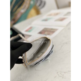 Chanel Camellia Round Chain Crossbody Bag Silver 82121
