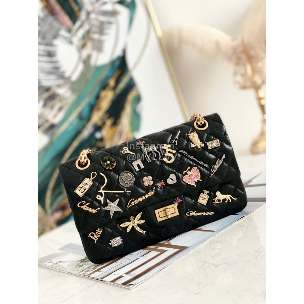 Chanel Black Cowhide Badge Chain Shoulder Flap Bag 