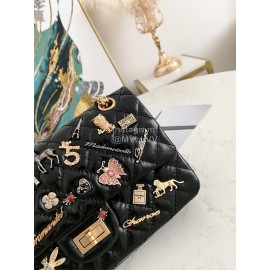 Chanel Black Cowhide Badge Chain Shoulder Flap Bag 