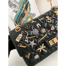 Chanel Black Cowhide Badge Chain Shoulder Flap Bag 