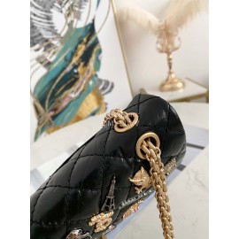 Chanel Black Cowhide Badge Chain Shoulder Flap Bag 