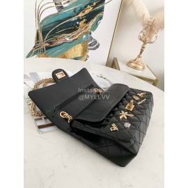 Chanel Black Cowhide Badge Chain Shoulder Flap Bag 