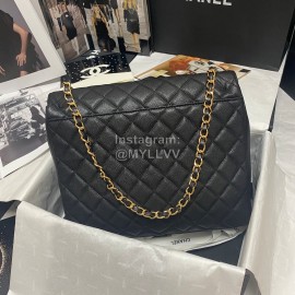 Chanel Black Cowhide Chain Shoulder Flap Bag As8431