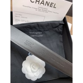 Chanel Fashion Black Calf Leather Pearl Buckle 30mm Belts For Women 