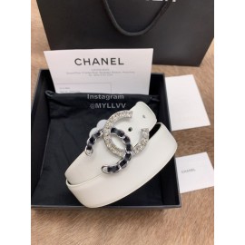 Chanel Calf Leather Fashion Buckle 30mm Belts For Women White