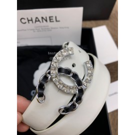 Chanel Calf Leather Fashion Buckle 30mm Belts For Women White